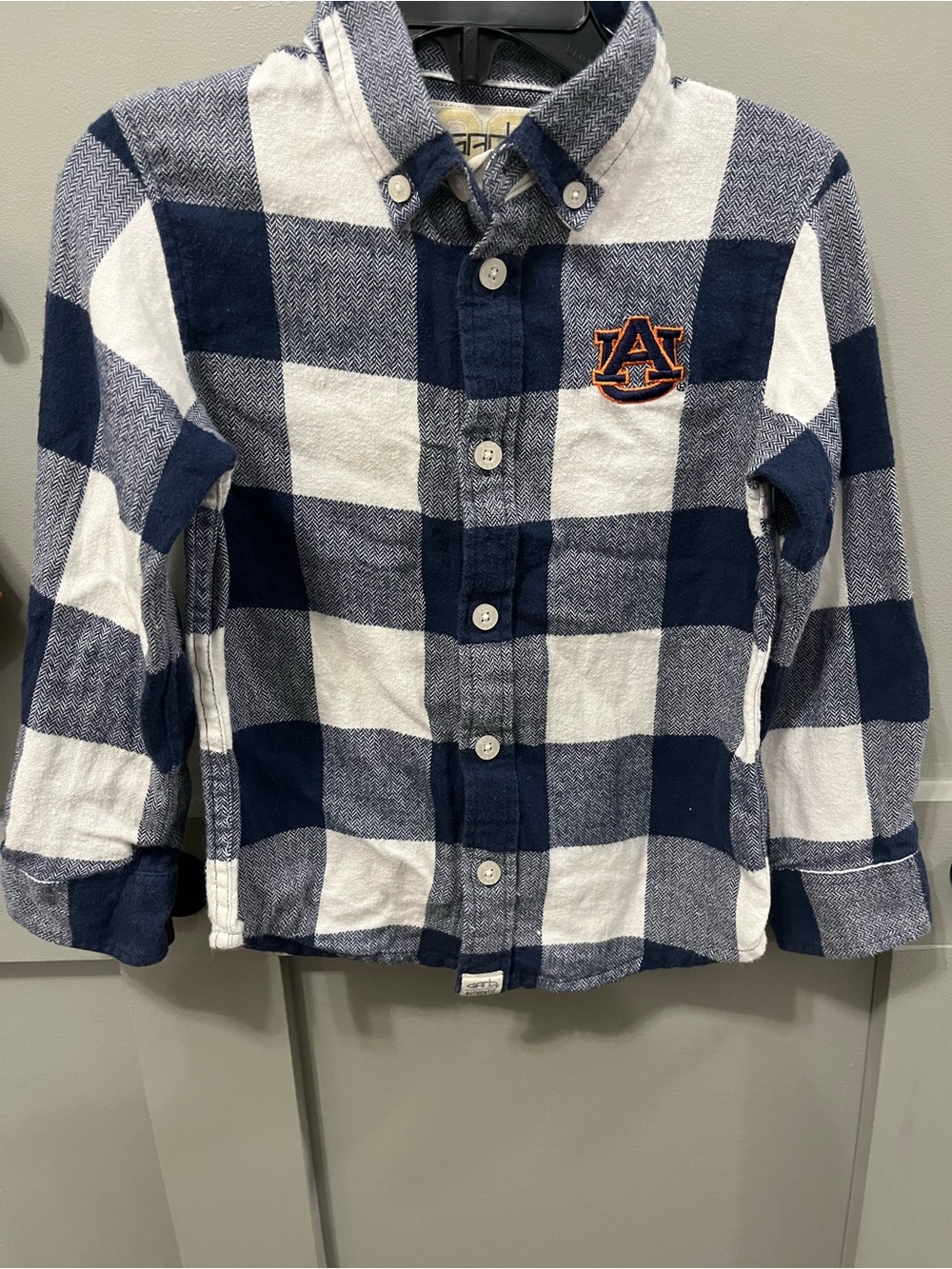 Garb Boy’s Auburn University Navy & White Plaid Button-Down Shirt